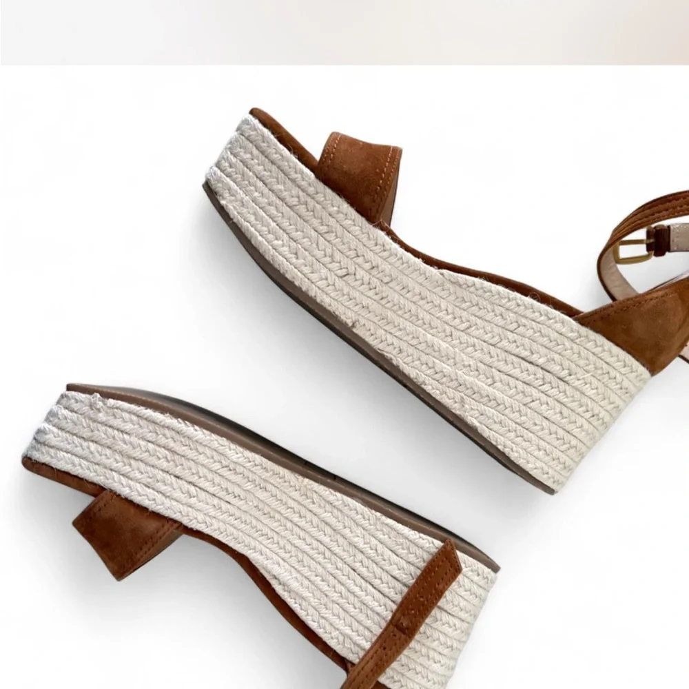 Veronica Beard Tan Wedge Sandals